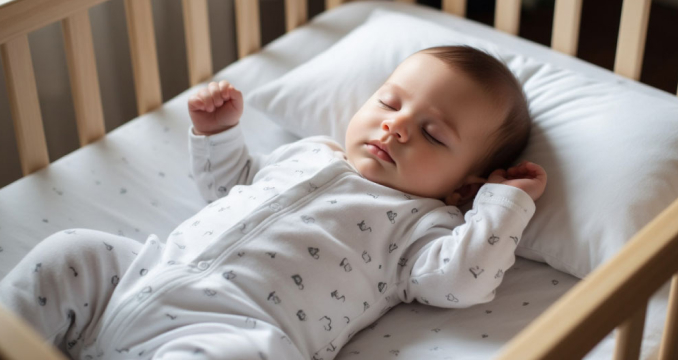 Спящий младенец в глубокой фазе сна, спокойствие после кормления смесью Kabrita